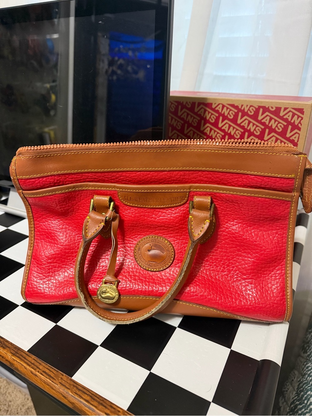 Dooney & Bourke Red and Tan Leather Satchel